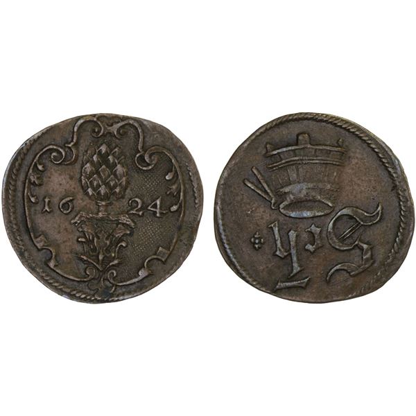 AUGSBURG: Free Imperial City, AE token, 1624, XF