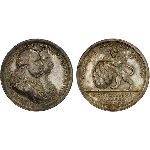 BAVARIA: Karl Theodor, 1742-1799, AR medal (13.49g), 1795, VF