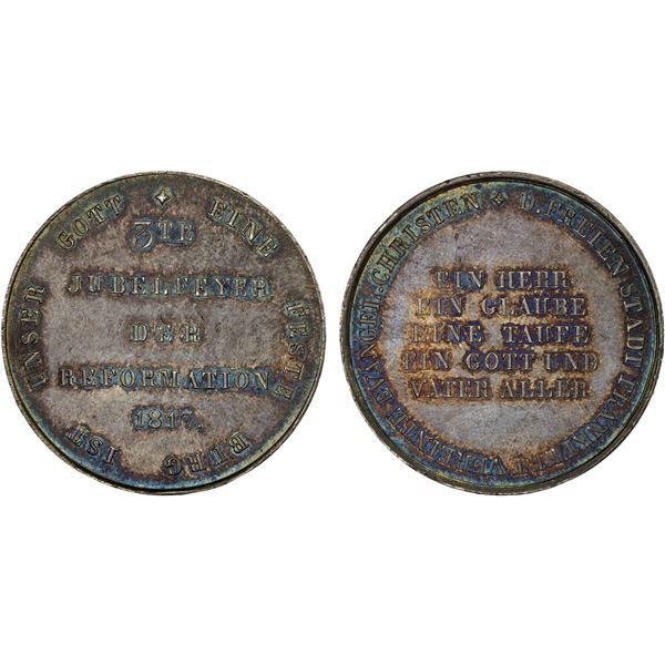 FRANKFURT AM MAIN: Free City, AR medal (22.98g), 1817, XF-AU
