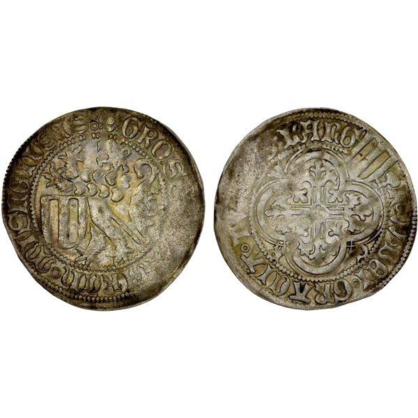 MEISSEN: Friedrich II (the Gentle) and Wilhelm III of Thuringia, 1445-1464, AR groschen (2.63g), ND,