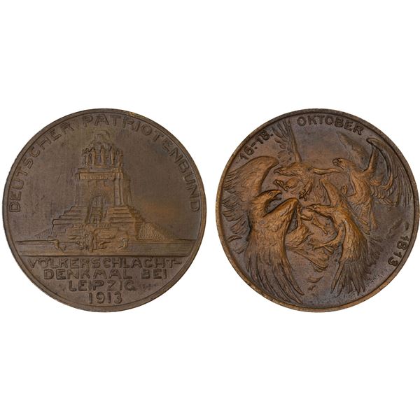 SAXONY: Friedrich August III, 1904-1918, AE medal (16.37g), 1913, Unc