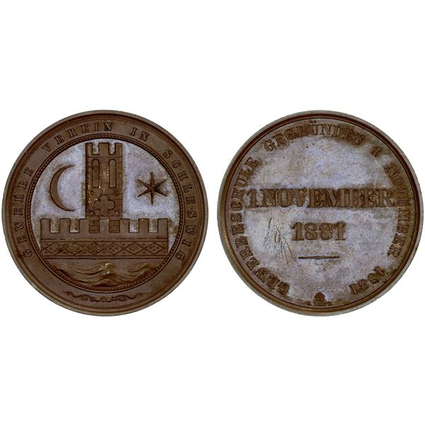 SCHLESWIG-HOLSTEIN: AE medal (16.16g), 1881, Unc