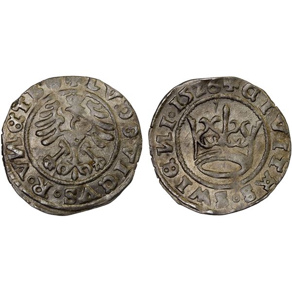 SCHWEIDNITZ: Free Imperial City, AR 1/2 groschen, Swidnica, 1526, AU