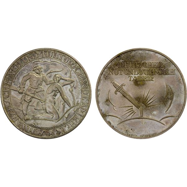 GERMANY: Weimar Republic, silvered AE medal (20.01g), ND (1921), Unc