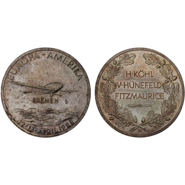 GERMANY: Weimar Republic, AR medal (24.96g), 1928, AU