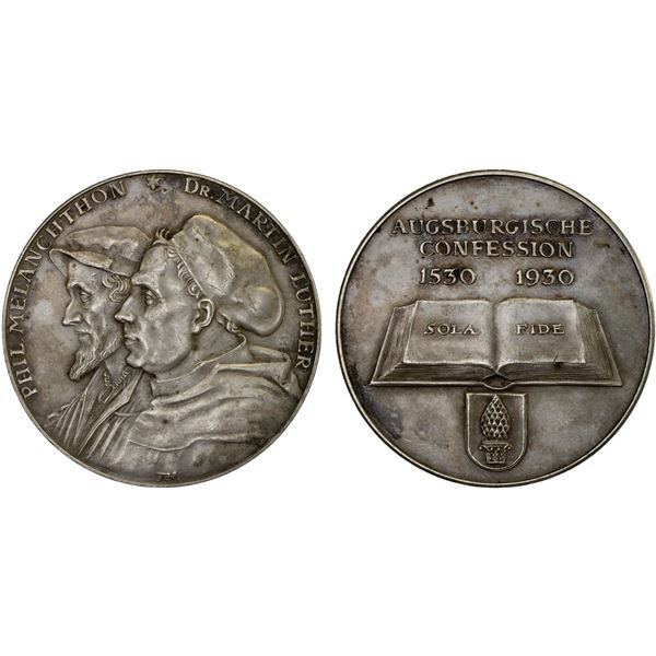 GERMANY: Weimar Republic, AR medal (27.98g), 1930, AU