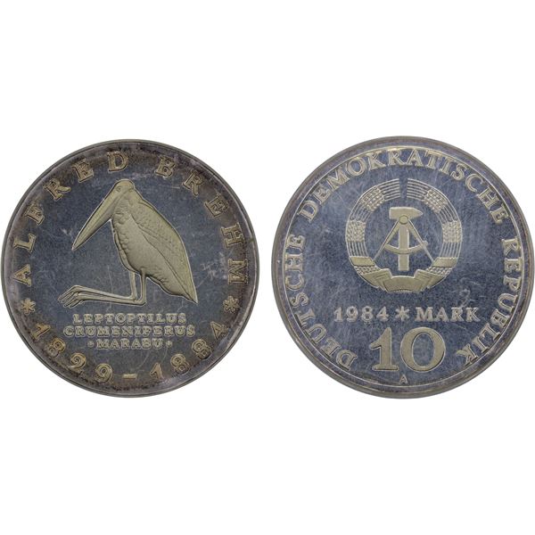 GERMANY: DEMOCRATIC REPUBLIC: AR 10 mark, 1984, Proof