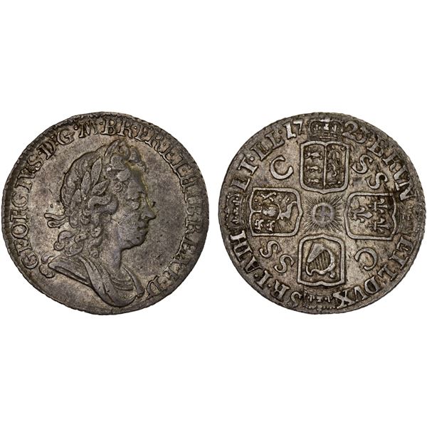GREAT BRITAIN: George I, 1714-1727, AR 6 pence, 1723, VF