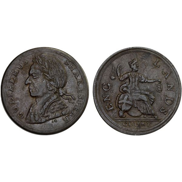 GREAT BRITAIN: AE halfpenny token (6.77g), ND (ca. 1750?), VF-XF