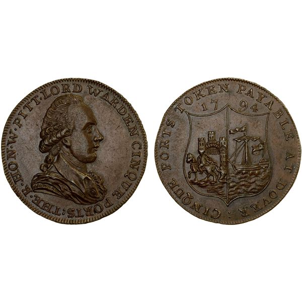 GREAT BRITAIN: AE halfpenny token (9.17g), 1794, AU