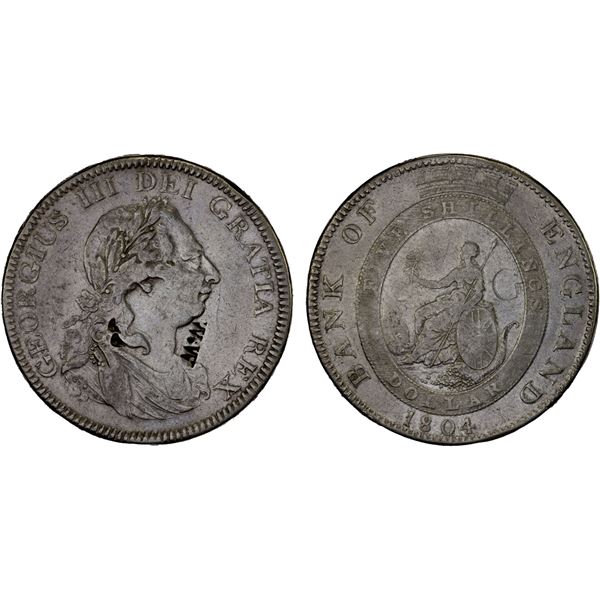 GREAT BRITAIN: George III, 1760-1820, AR dollar, 1804, F-VF