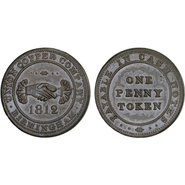 GREAT BRITAIN: AE penny token (29.42g), 1812, XF