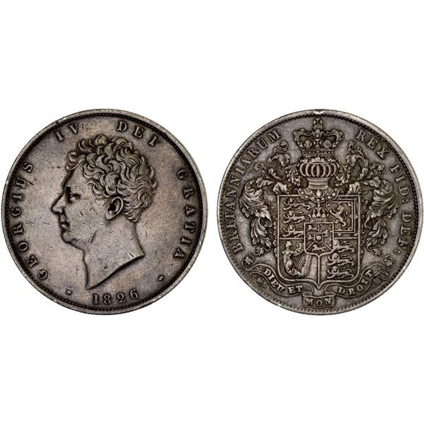 GREAT BRITAIN: George IV, 1820-1830, AR 1/2 crown, 1826, VF