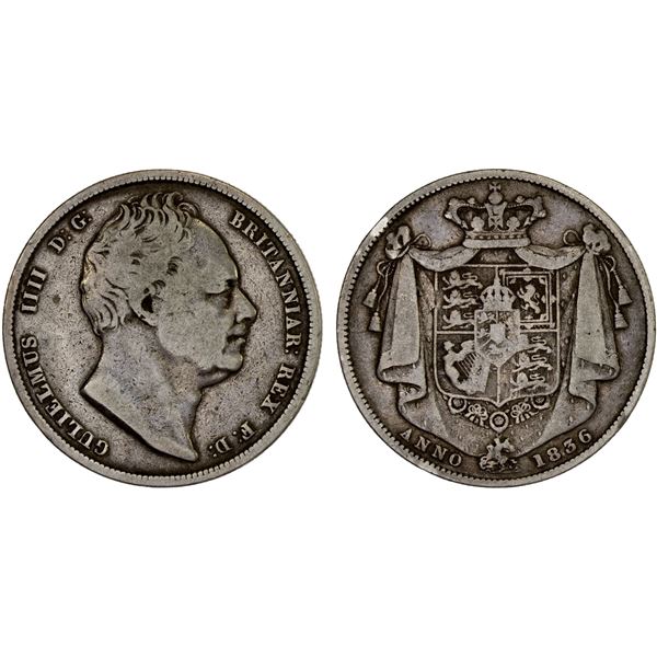 GREAT BRITAIN: William IV, 1830-1837, AR 1/2 crown, 1836, Fine