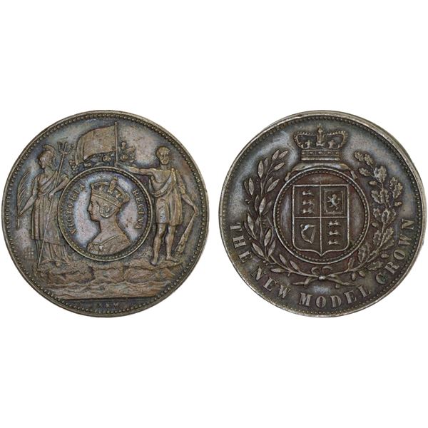 GREAT BRITAIN: Victoria, 1837-1901, AE crown (9.67g), ND (1848), XF