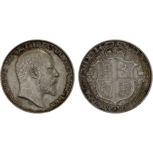 GREAT BRITAIN: Edward VII, 1901-1910, AR halfcrown, 1902, XF