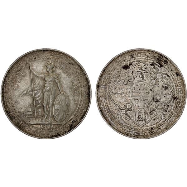 GREAT BRITAIN: AR trade dollar, 1898-B, AU