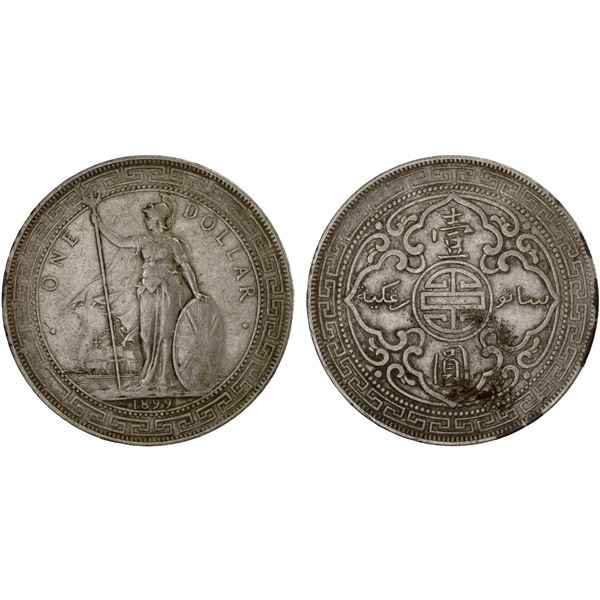 GREAT BRITAIN: AR trade dollar, 1899-B, VF