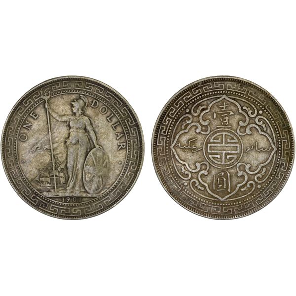 GREAT BRITAIN: AR trade dollar, 1901-B, VF