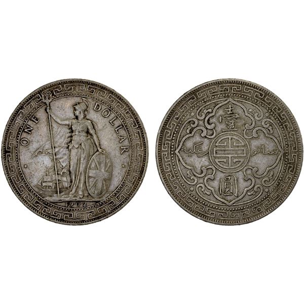 GREAT BRITAIN: AR trade dollar, 1902-B, VF