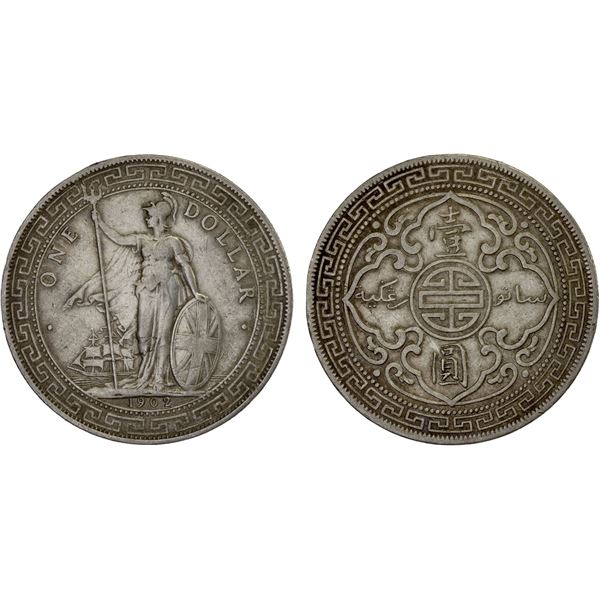 GREAT BRITAIN: AR trade dollar, 1902-B, VF