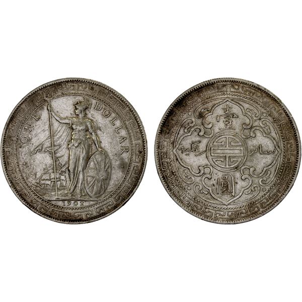 GREAT BRITAIN: AR trade dollar, 1902-B, VF