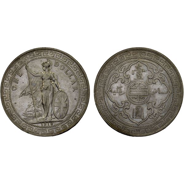 GREAT BRITAIN: AR trade dollar, 1910-B, AU
