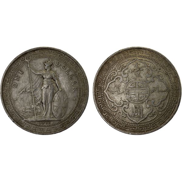 GREAT BRITAIN: AR trade dollar, 1911-B, XF