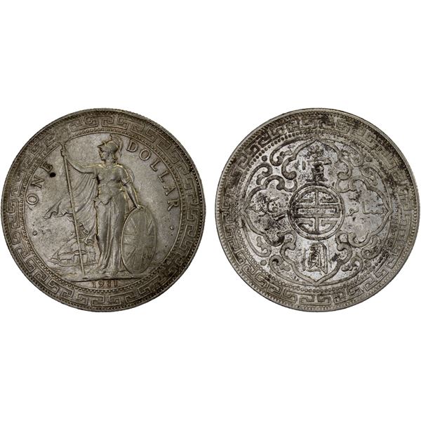 GREAT BRITAIN: AR trade dollar, 1911-B, XF