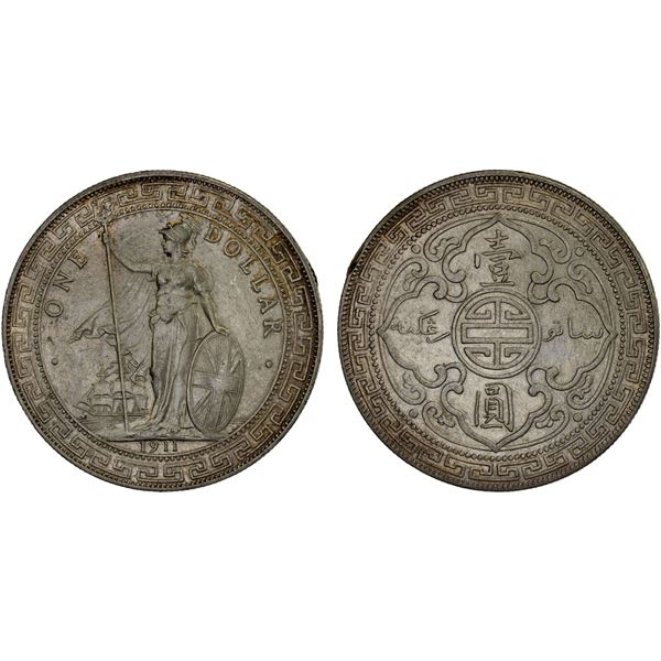 GREAT BRITAIN: AR trade dollar, 1911-B, XF