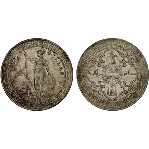 GREAT BRITAIN: AR trade dollar, 1912-B, XF