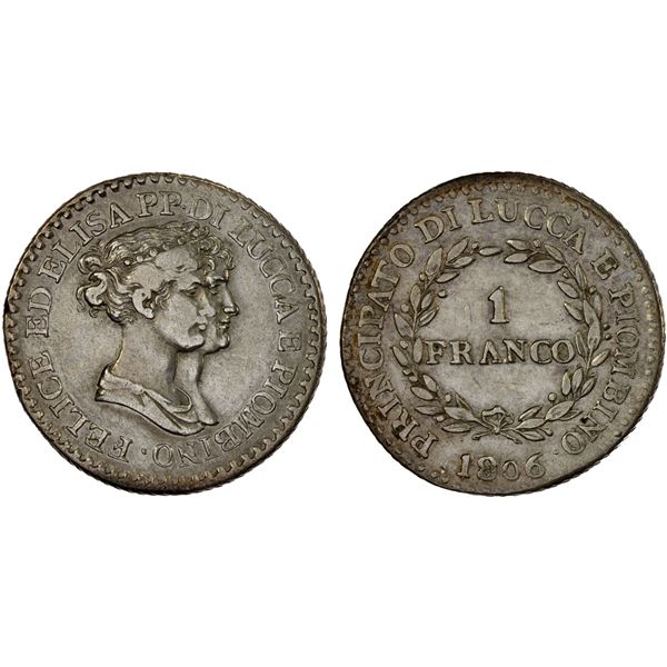 ITALY: LUCCA: Principality, AR franco, 1806, XF