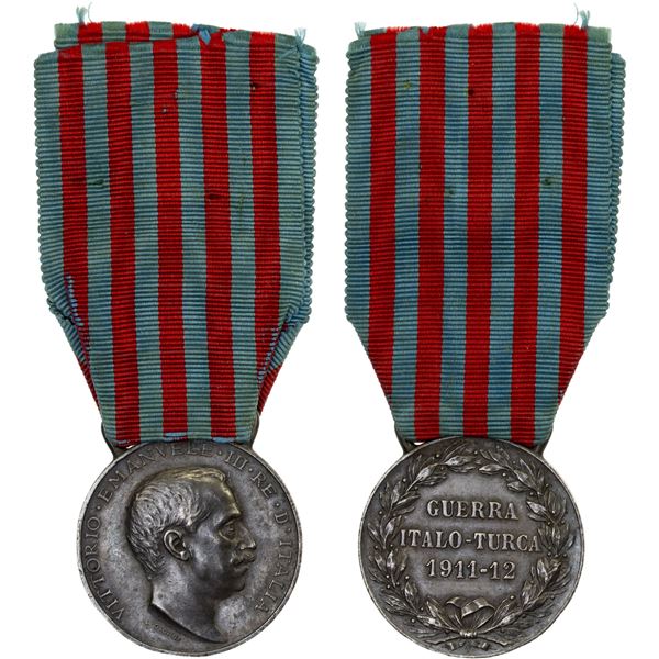 ITALY: Vittorio Emanuele III, 1900-1946, AR medal (16.92g), 1911-12, XF