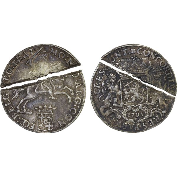NETHERLANDS: Utrecht: United Netherlands, AR ducaton (60 stuiver, silver rider) (29.14g), 1791, VF