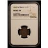 Image 2 : NORWAY: Carl XV Adolf, 1859-1872, AE 1/2 skilling, 1867, NGC MS63 BN