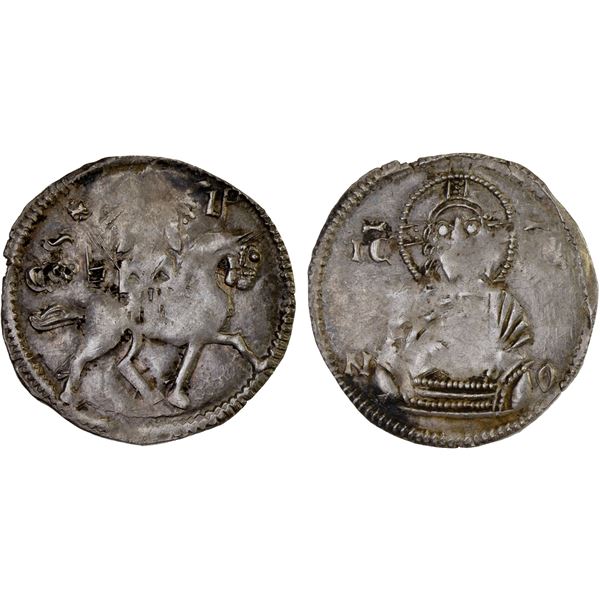 SERBIA: Stefan Uros IV Dusan, as tsar, 1346-1355, AR dinar (1.31g), VF