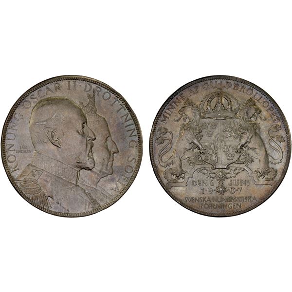 SWEDEN: AR medal (34.04g), 1907, Unc