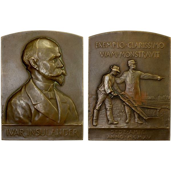 SWEDEN: AE plaque (79.01g), 1916, AU