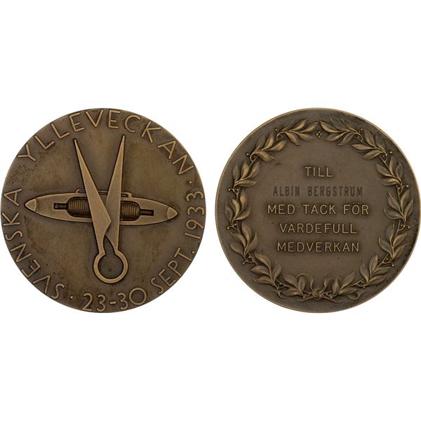 SWEDEN: AE medal (38.49g), 1933, Unc
