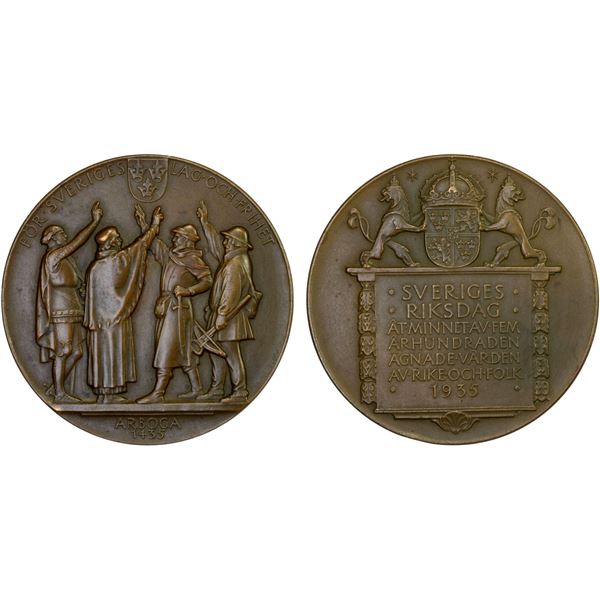 SWEDEN: AE medal (61.16g), 1935, AU