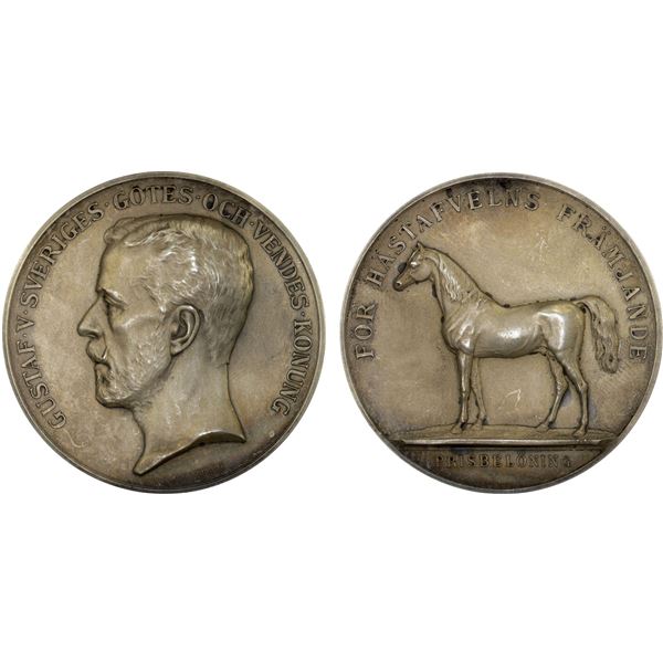 SWEDEN: Gustav V, 1907-1950, AR medal (36.96g), 1937, AU