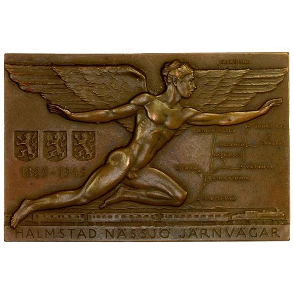 SWEDEN: AE plaque (95.27g), 1945, Unc