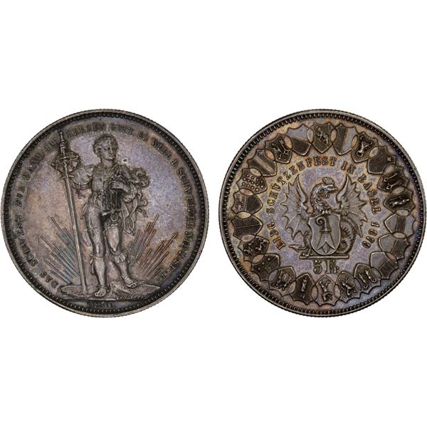 SWITZERLAND: Confederation, AR 5 francs, 1879, XF-AU