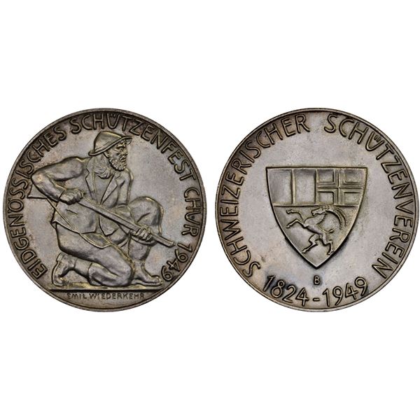 SWITZERLAND: Confederation, AR medal (15.29g), 1949, Unc