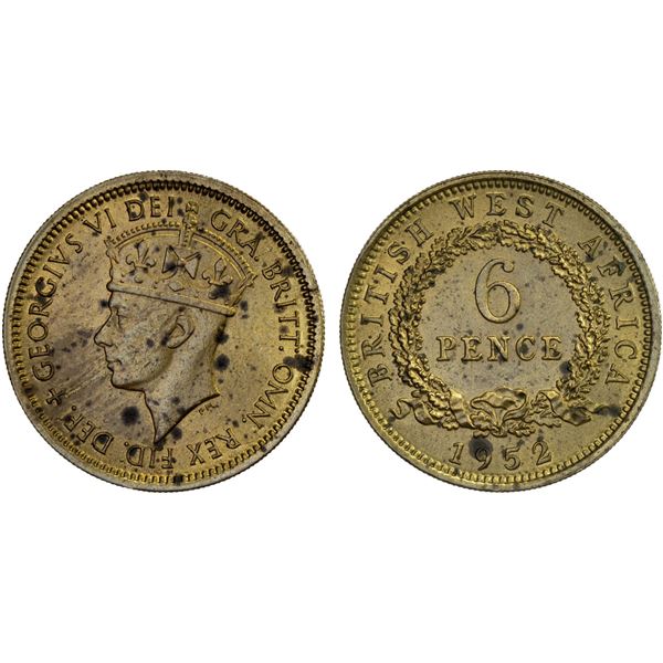 BRITISH WEST AFRICA: British Colony, sixpence, 1952, Unc