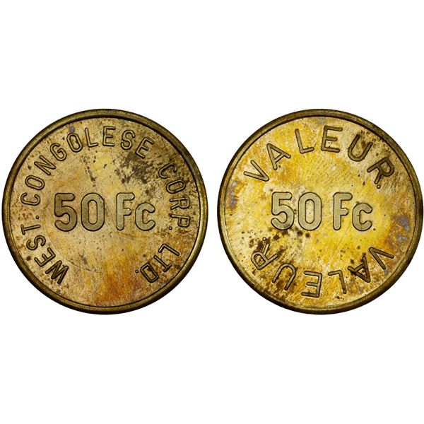 CONGO (DEMOCRATIC REPUBLIC): 50 francs (10.63g), ND (ca. 1960?), Choice UNC