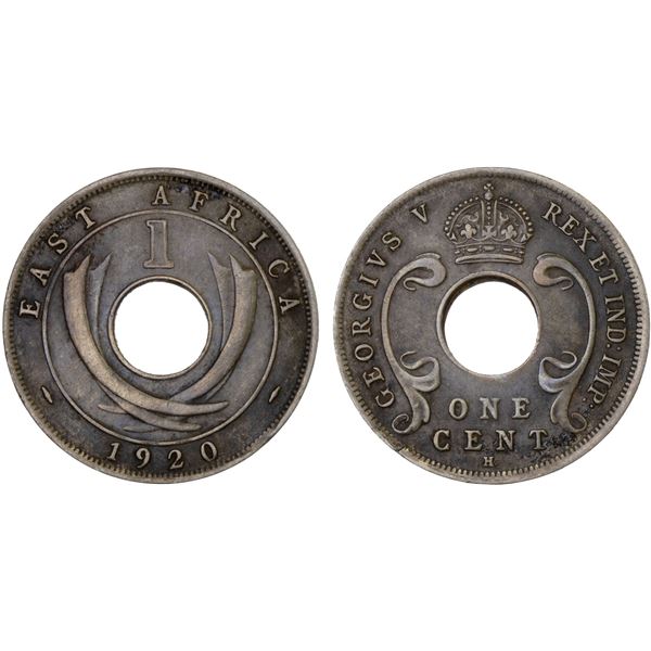 EAST AFRICA: George V, 1910-1936, 1 cent, 1920-H, Choice VF