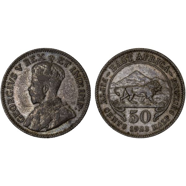EAST AFRICA: George V, 1910-1936, BI 50 cents, 1923, Choice VF