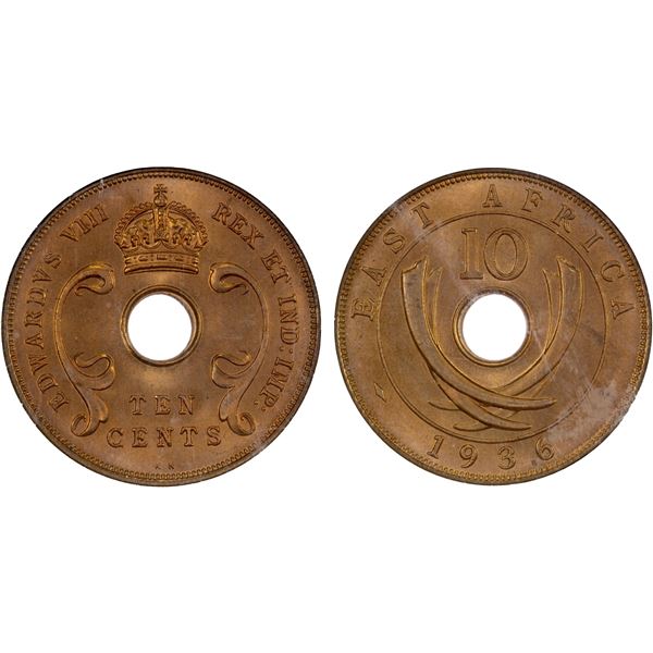 EAST AFRICA & UGANDA: Edward VIII, 1936, AE penny, 1936-KN, NGC MS66