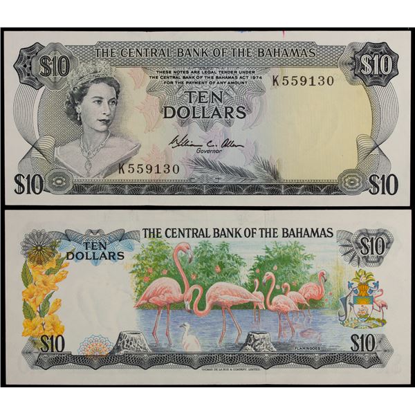 BAHAMAS: Elizabeth II, 1952-2022, 10 dollars, L. 1974, Choice AU